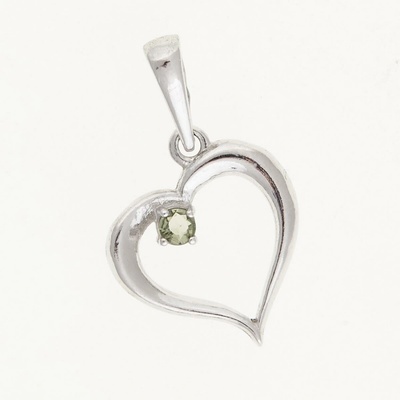 My Moldavite Stříbrný přívěsek s vltavínem srdce elegant 1379