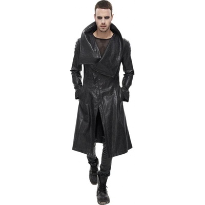 Devil Fashion kabát Villain Blues Punk Faux Leather Trench Coat