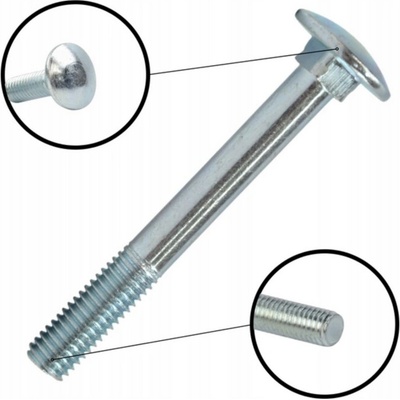 M8x50 mm DIN 603 4.6 skrutka vratová - pozinkovaná