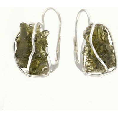 My Moldavite Stříbrné náušnice s přírodními vltavíny 9123-4