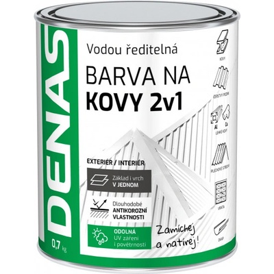 DENAS Barva na kov 2v1 BÍLÝ 0,7kg