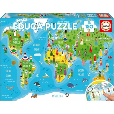 EDUCA Mapa světa s dívkami 150 dílků