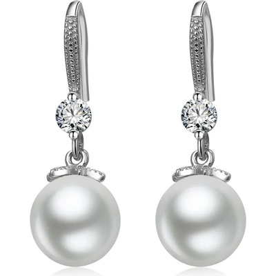 DELIS Сребърни обеци, jw1111, елегантен модел с перла, с родиево покритие (jw1111)