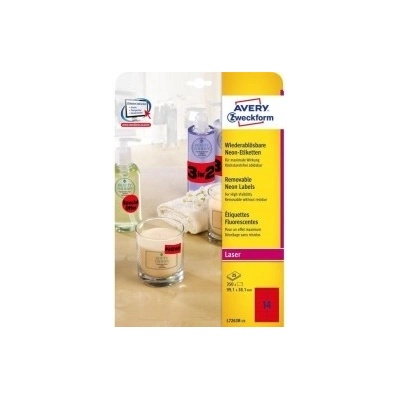 Etikety Avery odnímateľné 99,1x38,1 mm neónové červené