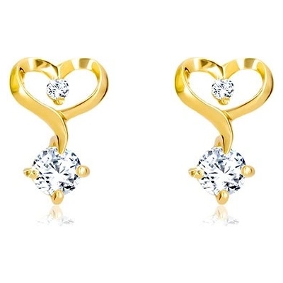 Šperky eshop briliantové ve žlutém zlatě kontura srdce s diamanty BT504.46