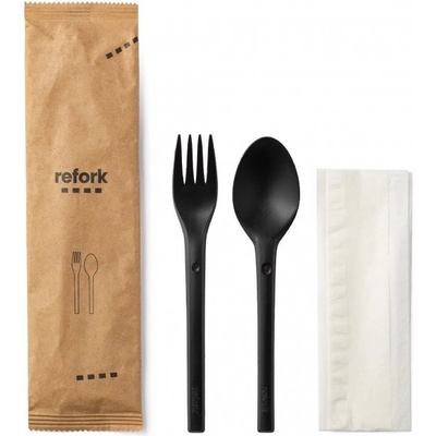 REFORK Pasta set černý vidlička,lžíce, ubrousek