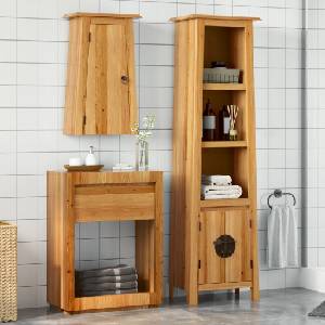vidaXL Комплект мебели за баня, 2 части, масивна борова дървесина (3223460)