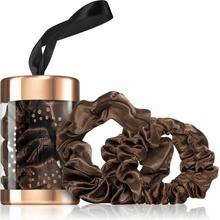 BrushArt Gift for You Slim & Midi satin scrunchie set gumičky do vlasů Chocolate brown 3 ks