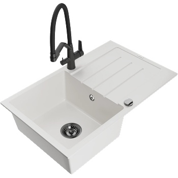 Mexen Bruno гранитна кухненска мивка с 1 отделение и отцедник и кухненски (6513-20-671701-70-B)