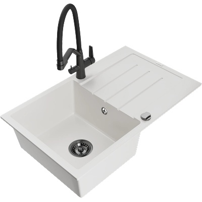 Mexen Bruno гранитна кухненска мивка с 1 отделение и отцедник и кухненски (6513-20-671701-70-B)