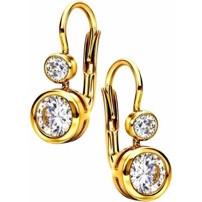Zlaton Náušnice žluté zlato se zirkony visací 1.5cm 2.4g N13112501661