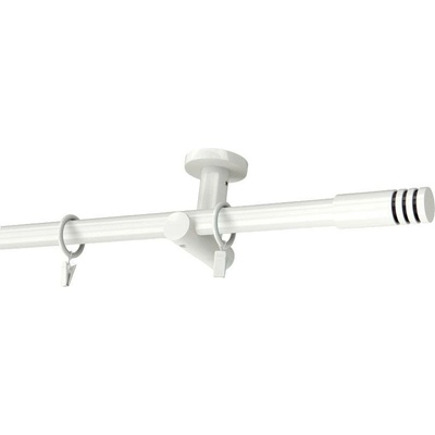 KovovégarnýžeCZ Stropní garnýž Malibu modern 19 mm bílá lesklá Dvouřadá 360 cm Kroužky s háčky