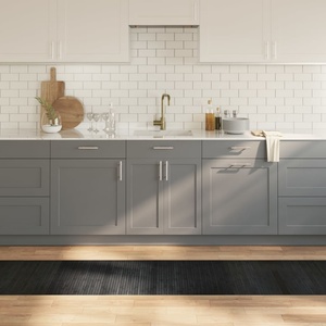 vidaXL Килим, правоъгълен, сив, 60x300 см, бамбук (376724)