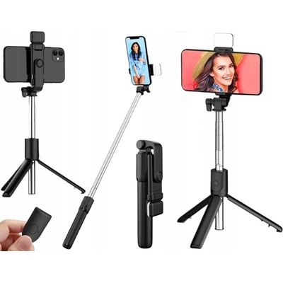 Selfie tyč lampa stativ stativ černá