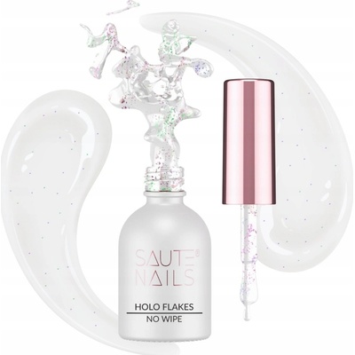 Saute Nails Hybridní Top Coat No Wipe s efektem 8ml Holo Vločky