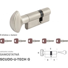 AGB - Vložka U-TECH S G obojstranná cylindrická vložka 40+30 mm + 5x kľúč, NIM Nikel matný