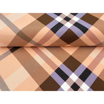 Mirtex Plátno DOMESTIK 145/18420-1 káro béžové velké šíře 220cm