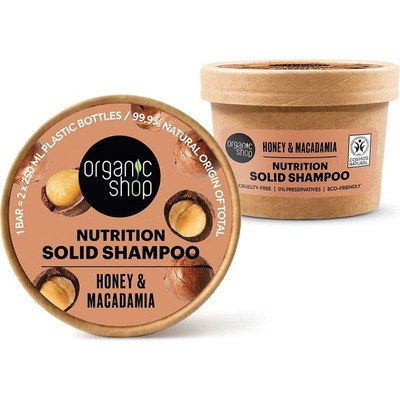 Organic Shop tuhý šampón Med a makadamia 60 g