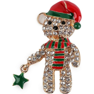 Prima-obchod Brož s broušenými kamínky kočka, dárek, vločka, rukavice, věneček 2 crystal medvěd 133776