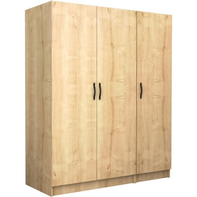 TopMebel Шкаф с три врати от меламин в цвят дъб 150x60x181см