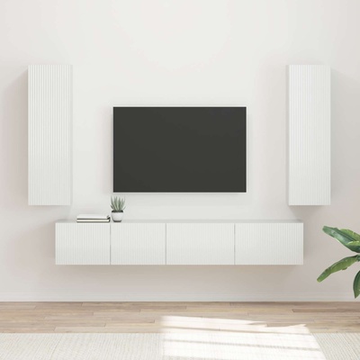 vidaXL Комплект ТВ шкаф 3 pcs Лъскаво бяло Инженерно дърво (3408983)