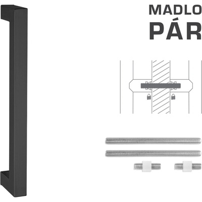 MPkovania FT - MADLO kód K02K 25x25 mm UN pár Rozteč madla: 900 mm, Rozmer profilu madla: 25x25 mm, Dĺžka: 925 mm
