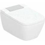 Geberit Окачена тоалетна чиния с капак с плавно затваряне и функция биде Geberit AquaClean Sela Square хром (146.250.21.1)