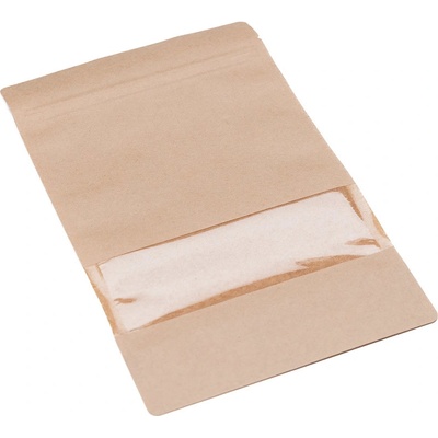 100 ks - Doypack sáček s malým okénkem 180 x 290 + 90 mm, 1000 ml, KRAFT/PET/CPP