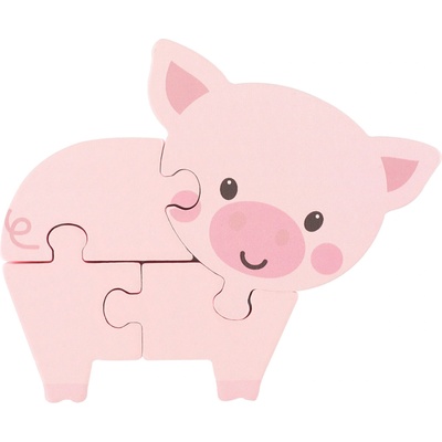 Orange Tree Toys Дървен пъзел Orange Tree Toys - Прасе, 4 части (OTT06740)