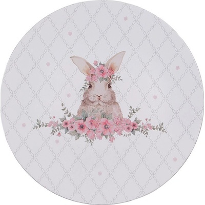 Clayre & Eef Bílý servírovací talíř s králíčkem Floral Easter Bunny 33 x 1 cm