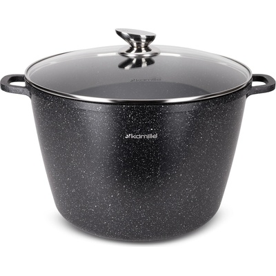 KAMILLE hrnec tradiční kameninový s mramorovou poklicí 32cm 14l