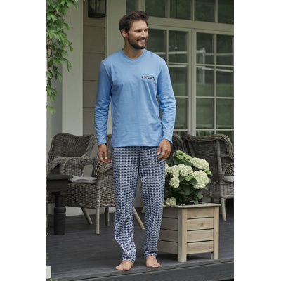 Italian Fashion Jaromír pánské pyžamo dlouhé sv.modré