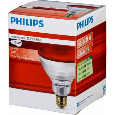 Philips PAR38 E27 175W IR topná žárovka, červená