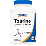 Nutricost Мускулна функция и издръжливост - Таурин (Taurine), 1000 mg, 240 капсули Nutricost (74971 (059201) NC)