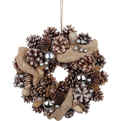 MagicHome Veniec krémový závesný so stuhou 30 x 8 cm