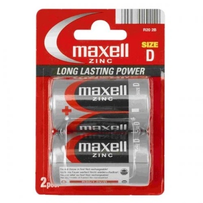 Maxell Комплект от 2 батерии Maxell, Zinc, R20, 1.5V (774401)