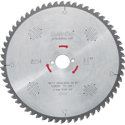 Metabo Pílový kotúč HW/CT 254x30, 40 WZ 20°