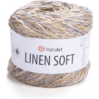 YarnArt Příze Linen soft 7407 hnědá melange