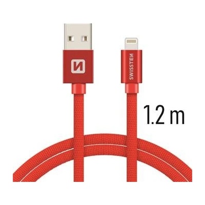 Swissten 71523206 Textile USB / Lightning, 1,2m, červený