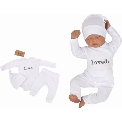 Z &amp; Z 3-dielna súpravička body tepláčky a čiapočka Loved biela