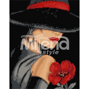 Image 1 of Milena Style Дама с мак - гоблен с щампа без конци