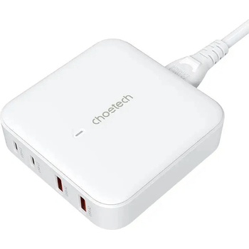 Choetech Зарядно устройство Choetech PD8008, 2x USB-C, 2x USB-A, GaN, 100W, бяло (KXG0079261)