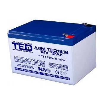 Ted electric Оловна Батерия TED ELECTRIC 12 V, 12 Ah- 152, 98, 96 mm, AGM, TED-12V-12-AGM