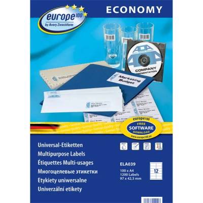 AVERY Europe100 ELA039 97x42, 3mm 1200бр. етикети (ELA039)