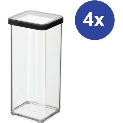 Rotho Potravinové dózy SET LOFT čierny 4 x 1,5 l