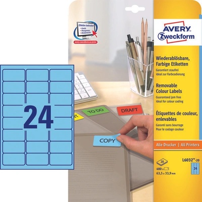 Avery Zweckform Mini etikety 20 listů modré 63,5 x 33,9 mm L6032-20