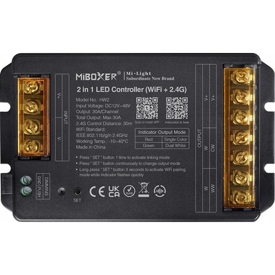 LED ovladač MiBoxer HW2 2v1 Mono/CCT 30A 12-48V Tuya