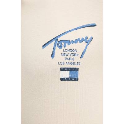 Tommy Jeans Памучна тениска Tommy Jeans в бежово с принт DM0DM21106 (DM0DM21106)