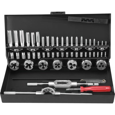EXTOL PREMIUM Závitníky a závitová očka, sada 32ks, M3-M4-M5-M6-M8-M10-M12, EXTOL CRAFT