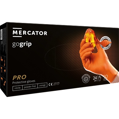 Mercator Medical Нитрилни ръкавици Mercator Gogrip Orange - премиум 3D захват, индустриални (885919)